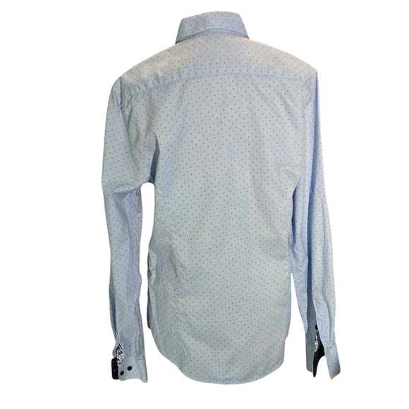 Denim & Flower Ricky Singh Light Blue Polka Dot Button Up Shirt Men's size M - Picture 3 of 16